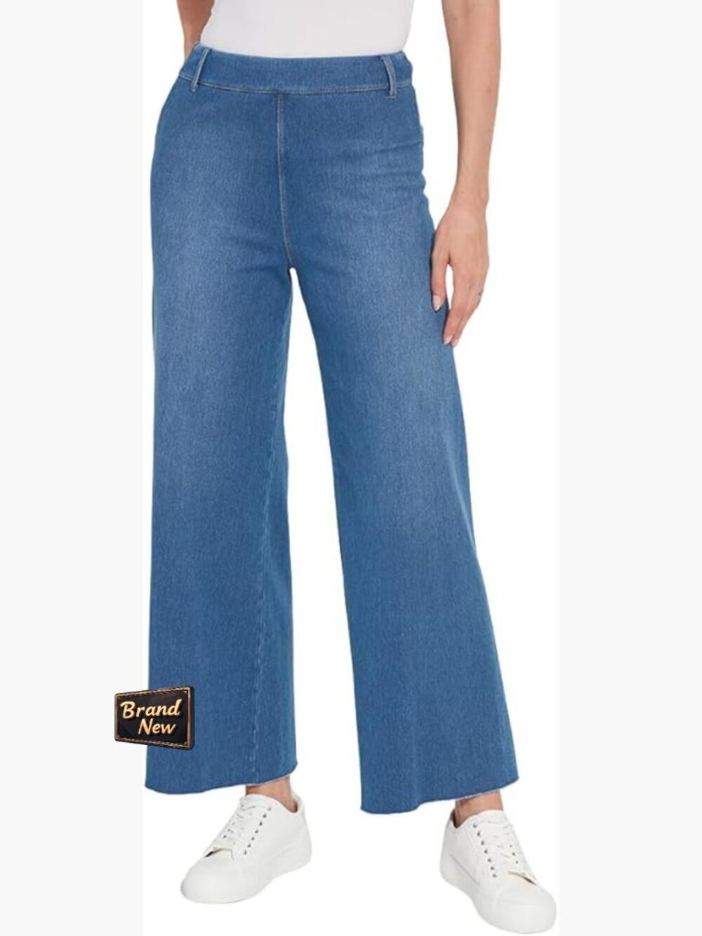 High Waist Wide Leg Denim Pants 28" Inseam